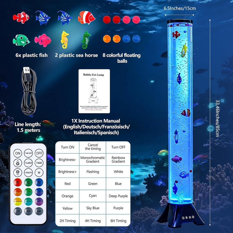 tuknuga Store Sensory Bubble Fish Tube Lamp,17 Color Remote Control, Aquarium Night Light Calming Relax, for Autistic ADHD, Alleviating Stress and Anxiety in Adults,Home Office Decor - Image 5